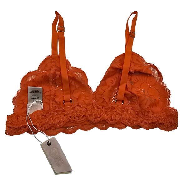 Free people We Are HAH Womans XS Chi Bralittle Bralette Burnt Orange Lace NEW - Picture 3 of 8